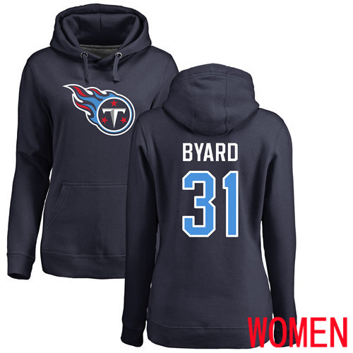 Tennessee Titans Navy Blue Women Kevin Byard Name and Number Logo NFL Football 31 Pullover Hoodie Sweatshirts
